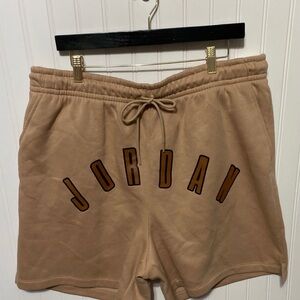 New JORDAN Jumpman Flight MVP Fleece Brown Drawstring Shorts Mens Size XXL